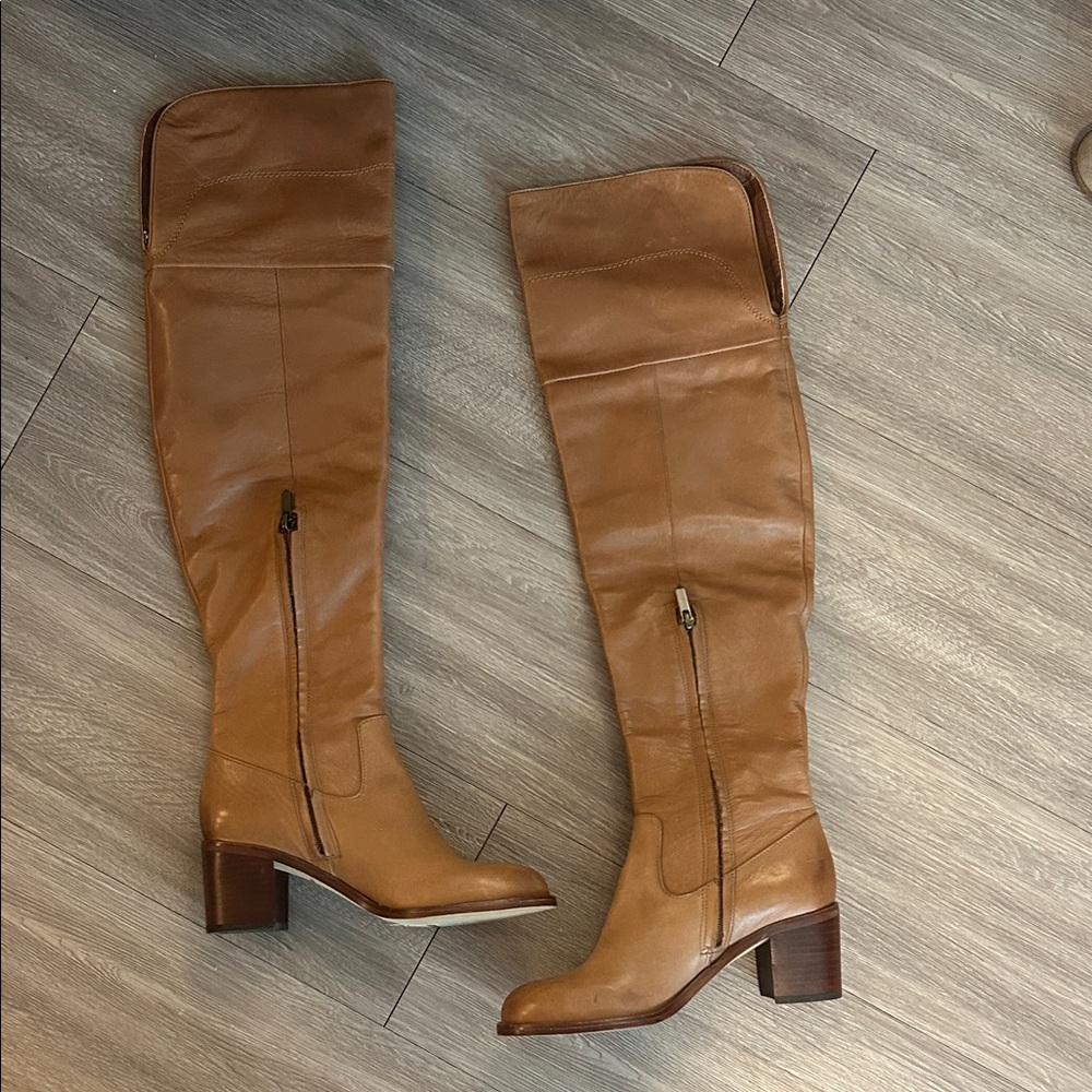 Sam Edelman Joplin Boots Saddle Tan Leather Knee-High Boots 6